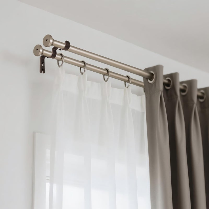 AddGrace 6 PCS Double Curtain Rod Bracket Heavy Duty Curtain Rod Holders for 1" and 5/8" Drapery Pole Adjustable Wall Mounted Drapery Pole Brackets for Living Room Bedroom Brown - Image 5